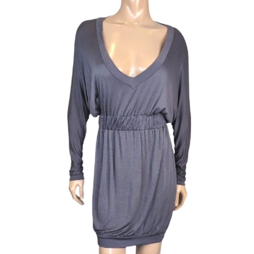 Vintage Y2K Wet Seal Long Sleeve Dress Womens Size Small Charcoal Gray Batwing